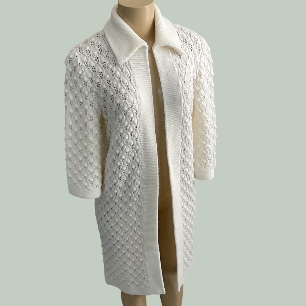 Wintuk Cardigan‎ Women Sz M/L Orlon Acrylic Duster 60s Open Front Boho Vintage